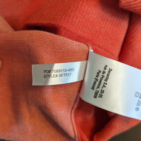 Lacoste Womens Sweater Size S/38 Salmon Orange Deep V-Neck Colorblock Cotton - Picture 9 of 9